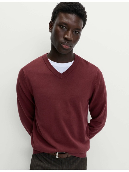 Marks & Spencer Čisto pamučni V-izrez džemper Marks & Spencer crvena