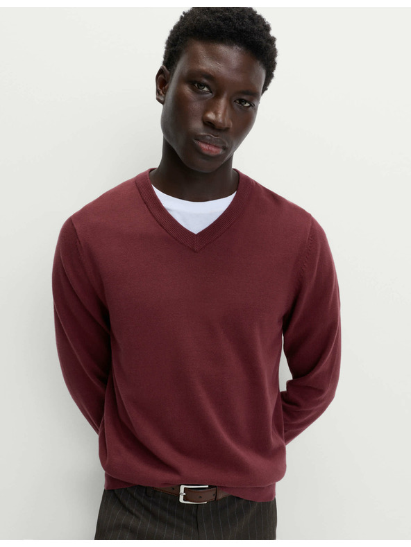 Marks & Spencer Čisto pamučni V-izrez džemper Marks & Spencer crvena