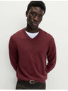 Marks & Spencer Čisto pamučni V-izrez džemper Marks & Spencer crvena
