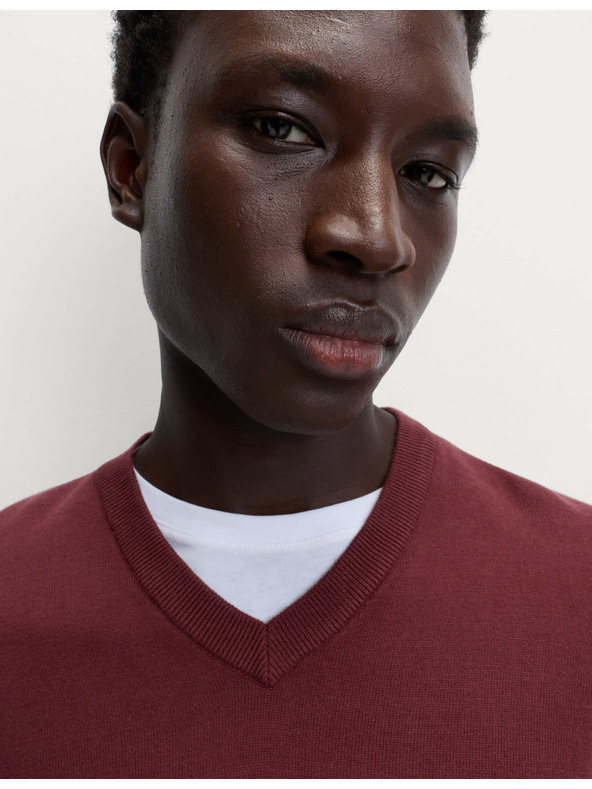 Marks & Spencer Čisto pamučni V-izrez džemper Marks & Spencer crvena