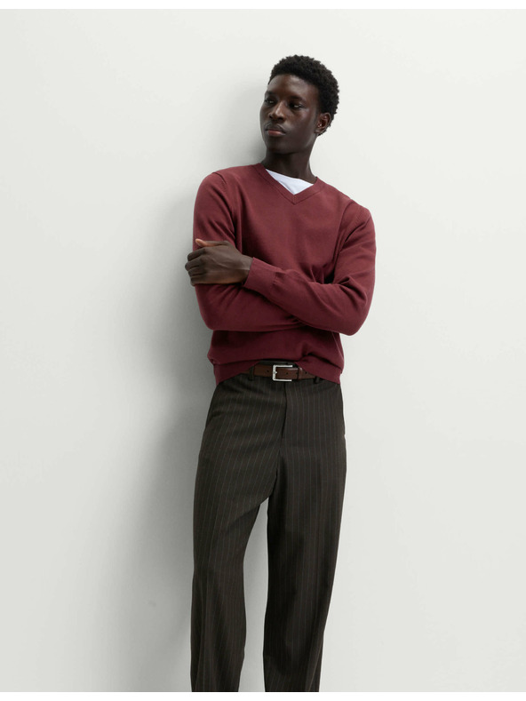 Marks & Spencer Čisto pamučni V-izrez džemper Marks & Spencer crvena