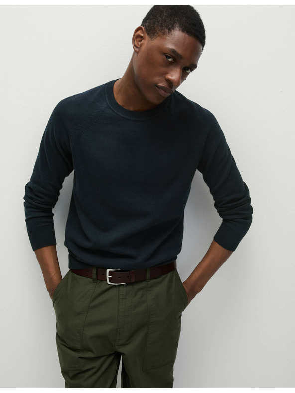 Marks & Spencer Džemper od čistog pamuka, s ovratnikom Marks & Spencer mornarsko plava