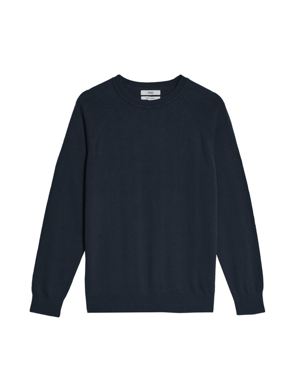 Marks & Spencer Džemper od čistog pamuka, s ovratnikom Marks & Spencer mornarsko plava