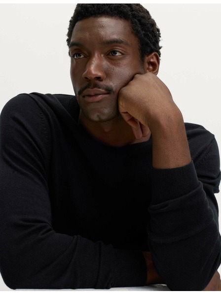 Marks & Spencer Marks & Spencer Pulover od čistog pamuka s V izrezom, crni