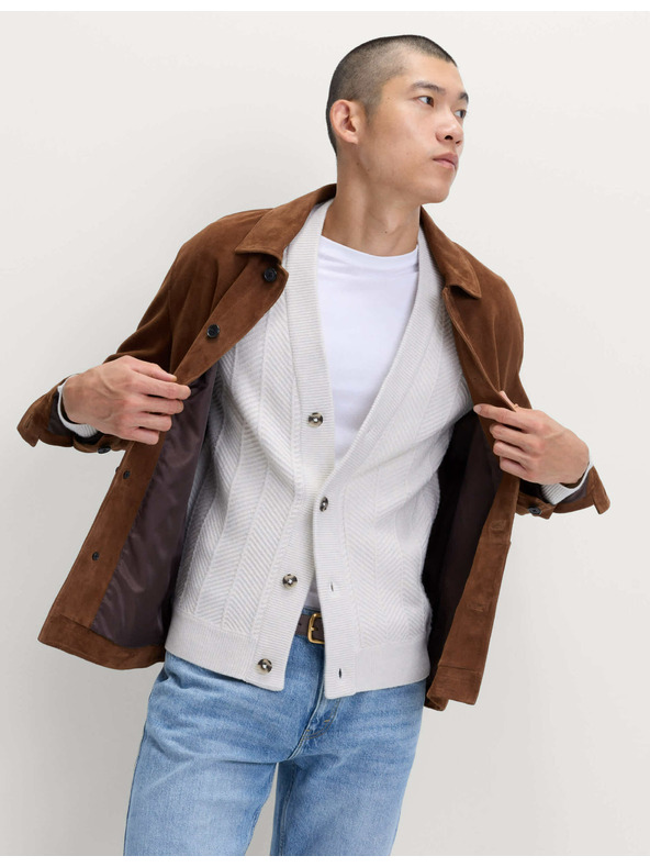 Marks & Spencer Kardigan sa cik-cak uzorkom, V-izrezom i vunom Marks & Spencer krem