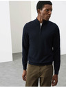 Marks & Spencer Džemper sa kratkim patentnim zatvaračem od čiste extra fine merino vune Marks & Spencer mornarsko plava