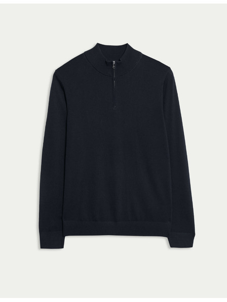 Marks & Spencer Džemper sa kratkim patentnim zatvaračem od čiste extra fine merino vune Marks & Spencer mornarsko plava
