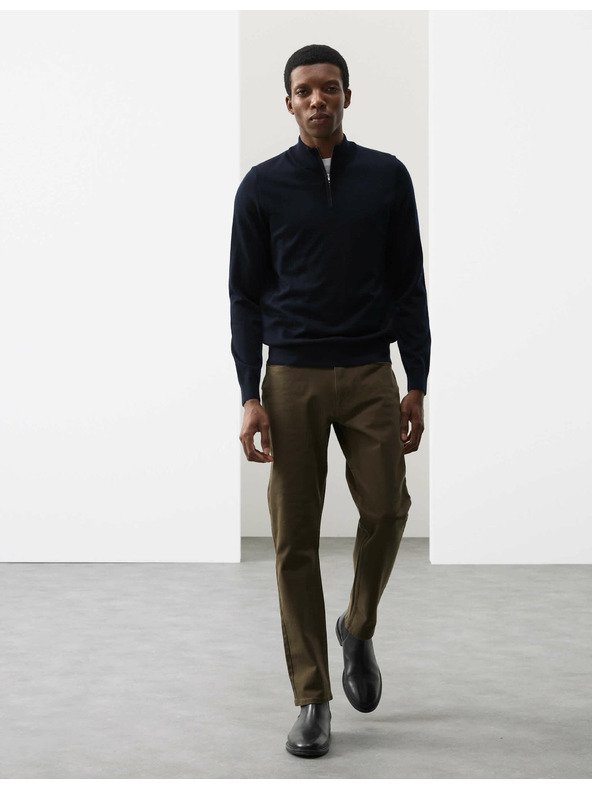 Marks & Spencer Džemper sa kratkim patentnim zatvaračem od čiste extra fine merino vune Marks & Spencer mornarsko plava