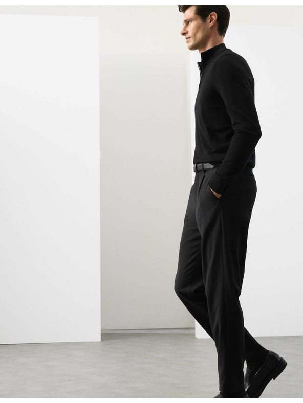 Marks & Spencer Džemper sa kratkim patentnim zatvaračem od čiste extra fine merino vune Marks & Spencer crna