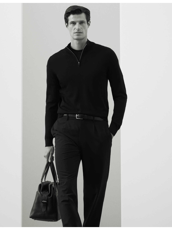 Marks & Spencer Džemper sa kratkim patentnim zatvaračem od čiste extra fine merino vune Marks & Spencer crna