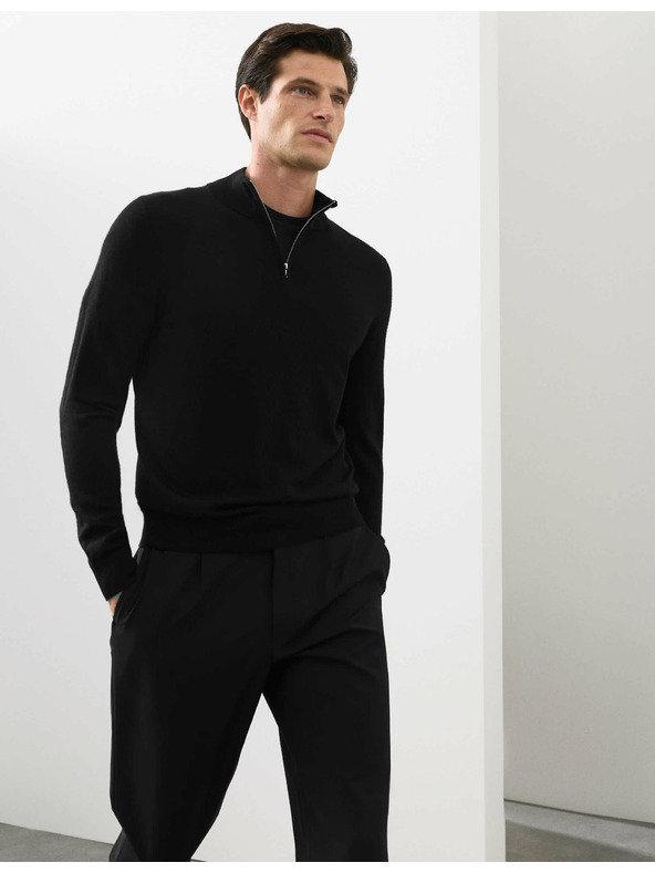 Marks & Spencer Džemper sa kratkim patentnim zatvaračem od čiste extra fine merino vune Marks & Spencer crna