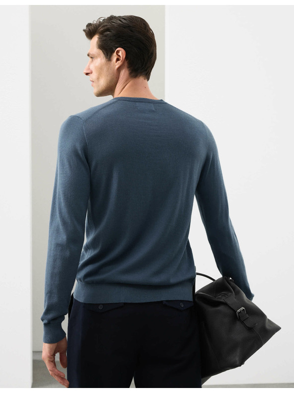 Marks & Spencer V-izrez džemper od čiste izuzetno fine merino vune Marks & Spencer mornarsko plava