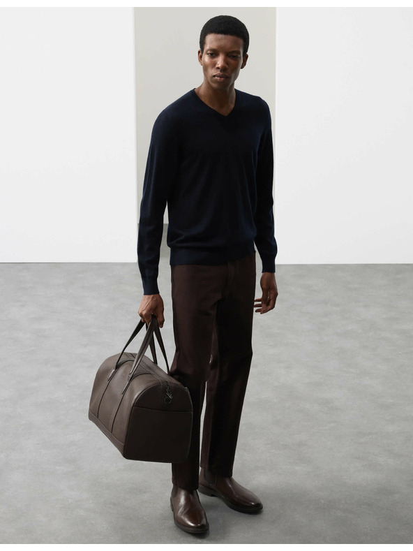 Marks & Spencer V-izrez džemper od čiste izuzetno fine merino vune Marks & Spencer mornarsko plava