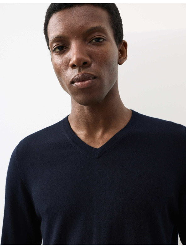 Marks & Spencer V-izrez džemper od čiste izuzetno fine merino vune Marks & Spencer mornarsko plava