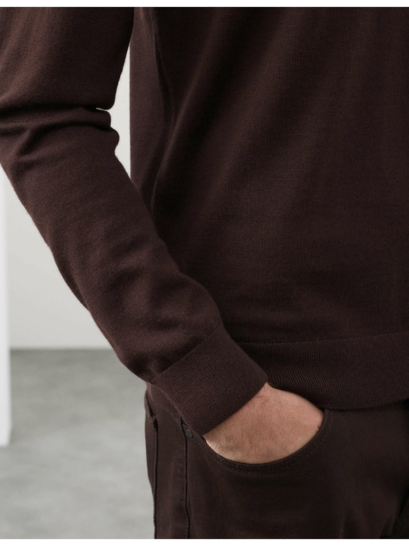 Marks & Spencer Džemper od čiste izuzetno fine merino vune Marks & Spencer smeđa