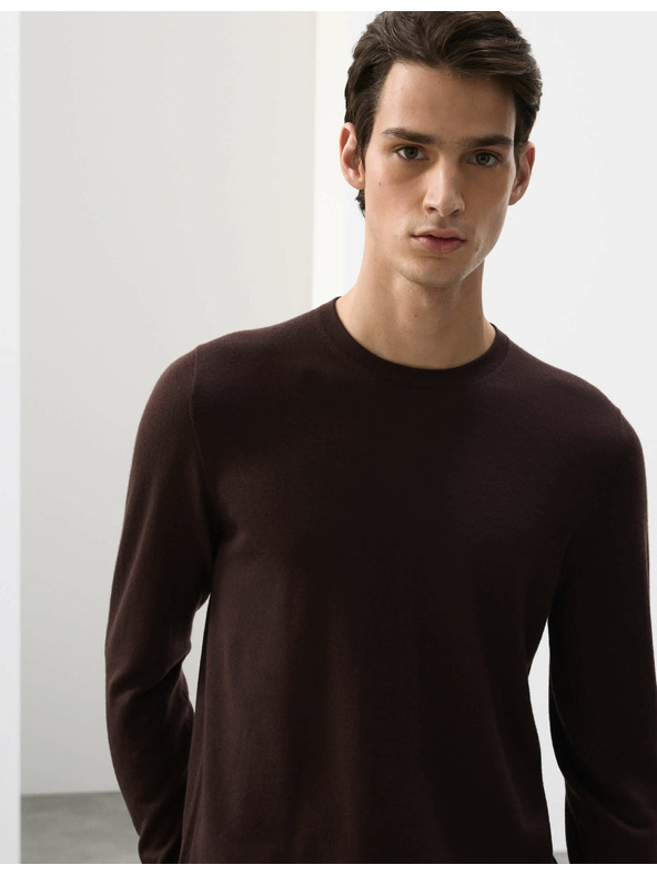 Marks & Spencer Džemper od čiste izuzetno fine merino vune Marks & Spencer smeđa