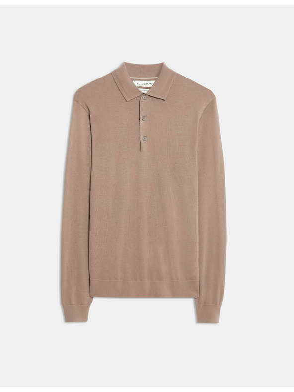 Marks & Spencer Polo majica od čiste extra fine merino vune Marks & Spencer smeđa