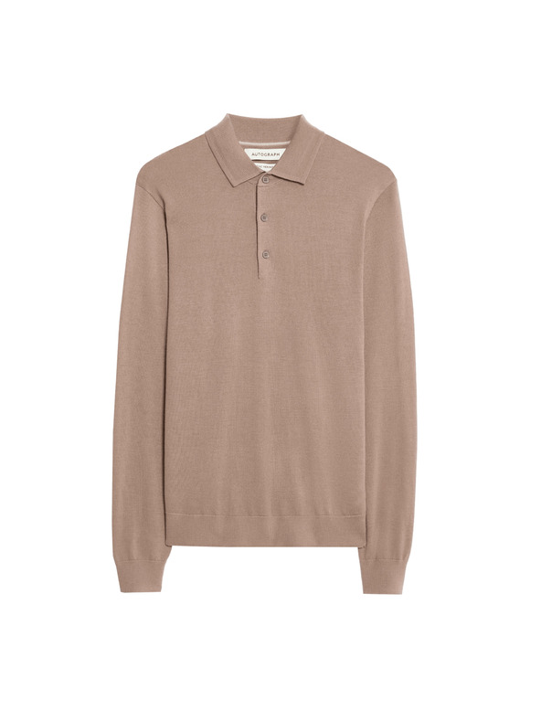 Marks & Spencer Polo majica od čiste extra fine merino vune Marks & Spencer smeđa