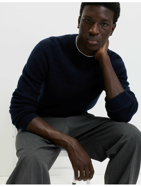 Marks & Spencer Rebrasti džemper s visokim ovratnikom, od izuzetno meke prednje s primjesom vune Marks & Spencer mornarsko plava