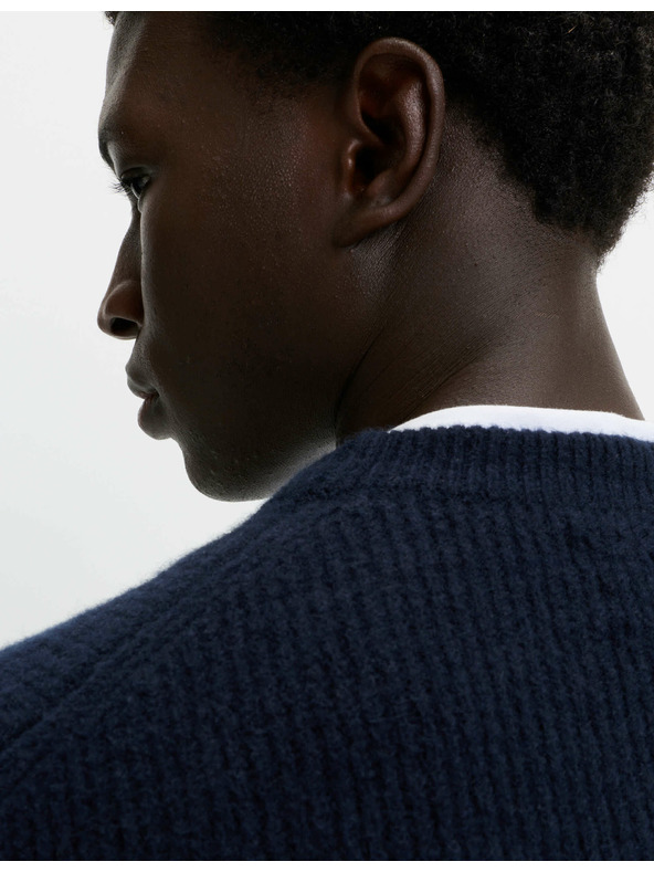Marks & Spencer Rebrasti džemper s visokim ovratnikom, od izuzetno meke prednje s primjesom vune Marks & Spencer mornarsko plava