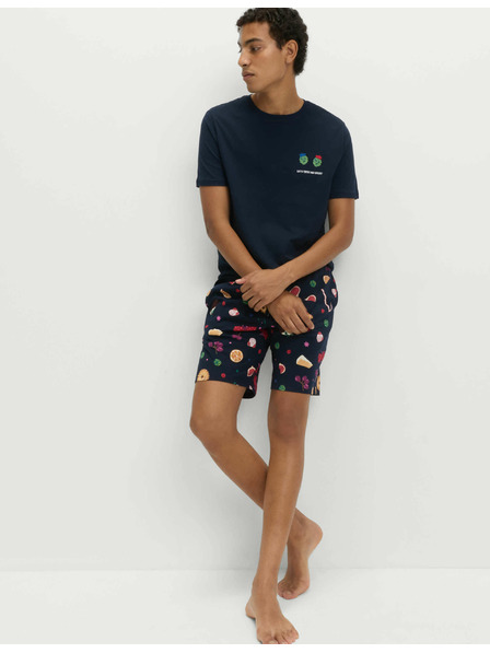 Marks & Spencer Božićni kućni pidžama komplet s motivom hrane od čiste pamučne tkanine Marks & Spencer mornarsko plava