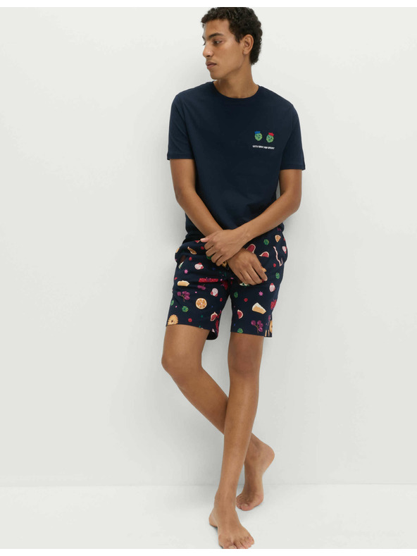 Marks & Spencer Božićni kućni pidžama komplet s motivom hrane od čiste pamučne tkanine Marks & Spencer mornarsko plava