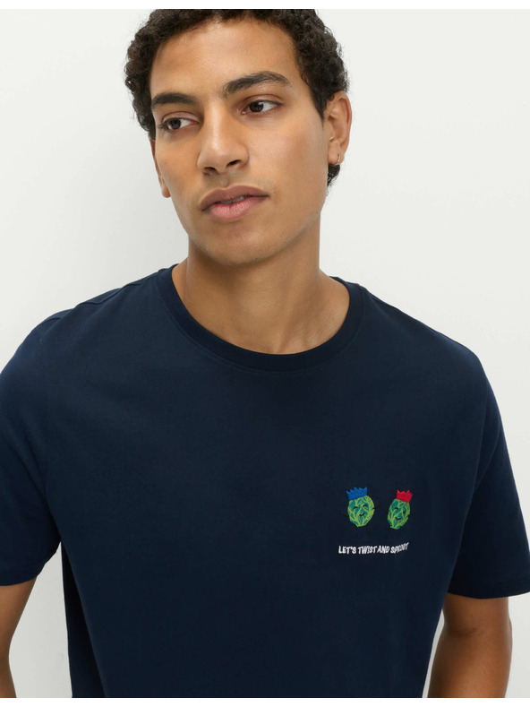 Marks & Spencer Božićni kućni pidžama komplet s motivom hrane od čiste pamučne tkanine Marks & Spencer mornarsko plava