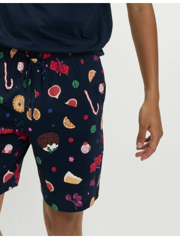 Marks & Spencer Božićni kućni pidžama komplet s motivom hrane od čiste pamučne tkanine Marks & Spencer mornarsko plava