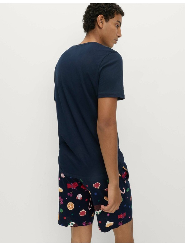 Marks & Spencer Božićni kućni pidžama komplet s motivom hrane od čiste pamučne tkanine Marks & Spencer mornarsko plava