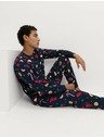 Marks & Spencer Božićni kućni pidžama komplet s motivom hrane od čiste pamučne tkanine Marks & Spencer mornarsko plava