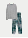 Marks & Spencer Karirani komplet pidžame od čiste pamuke Marks & Spencer siva
