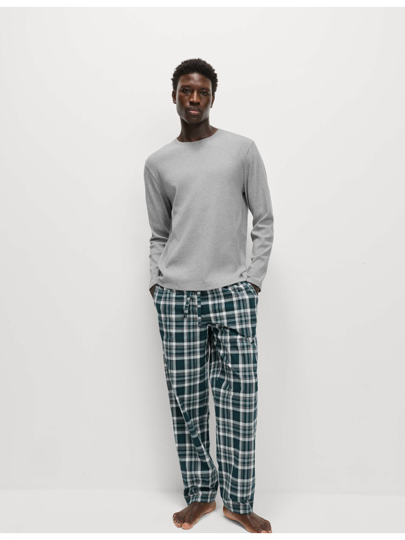 Marks & Spencer Karirani komplet pidžame od čiste pamuke Marks & Spencer siva