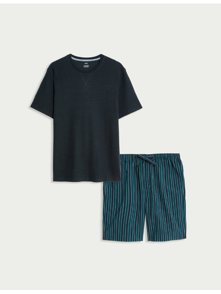 Marks & Spencer Pidžama komplet od čiste pamuke s vafel teksturom Marks & Spencer mornarsko plava