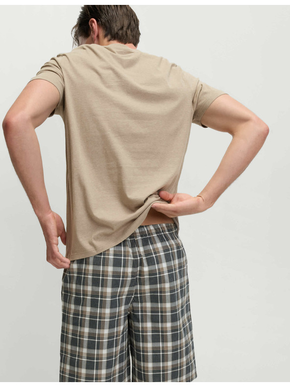 Marks & Spencer Neutralni karirani komplet pidžame od čiste pamuke Marks & Spencer kremasta