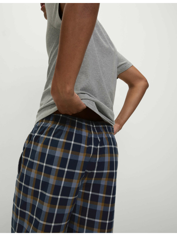 Marks & Spencer Karirani komplet pidžame od čiste pamuke s otvorenim ovratnikom Marks & Spencer siva