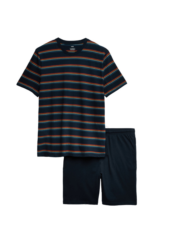Marks & Spencer Pidžama komplet s duga prugama, od čiste pamuke Marks & Spencer mornarsko plava