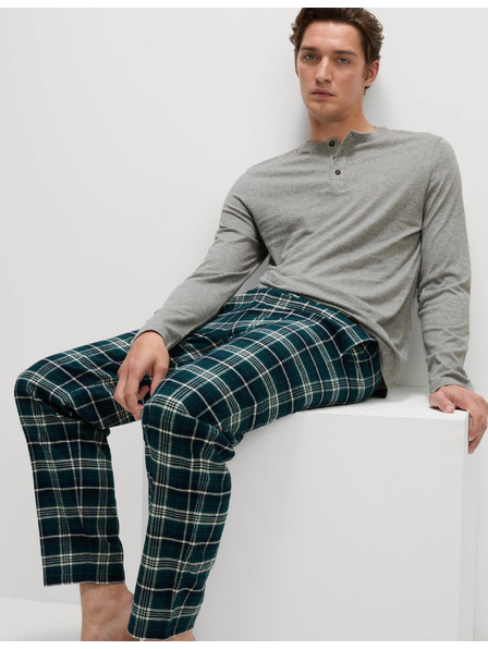 Marks & Spencer Karirani komplet pidžame od čiste pamuke s otvorenim ovratnikom Marks & Spencer siva