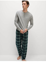 Marks & Spencer Karirani komplet pidžame od čiste pamuke s otvorenim ovratnikom Marks & Spencer siva