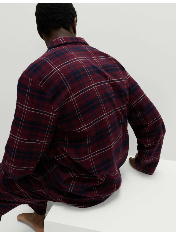 Marks & Spencer Karirani komplet pidžame od češljane pamuke Marks & Spencer crvena