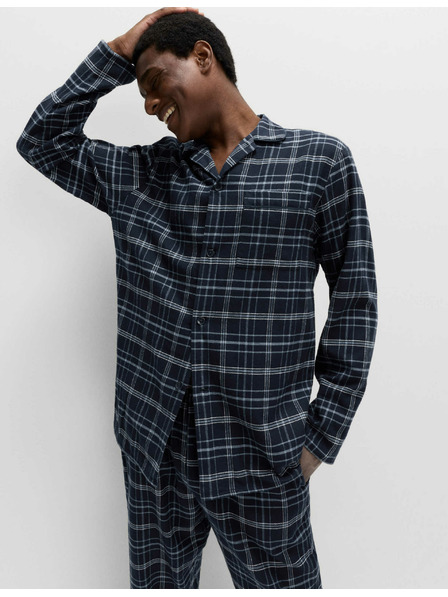 Marks & Spencer Karirani komplet pidžame od češljane pamuke Marks & Spencer mornarsko plava