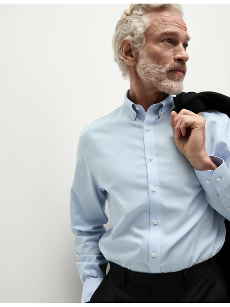 Marks & Spencer Košulja od čistog pamuka klasičnog kroja s nepotrebnim glačanjem Marks & Spencer plava