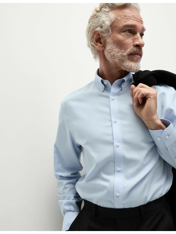 Marks & Spencer Košulja od čistog pamuka klasičnog kroja s nepotrebnim glačanjem Marks & Spencer plava