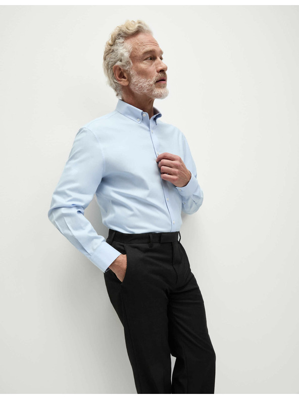 Marks & Spencer Košulja od čistog pamuka klasičnog kroja s nepotrebnim glačanjem Marks & Spencer plava