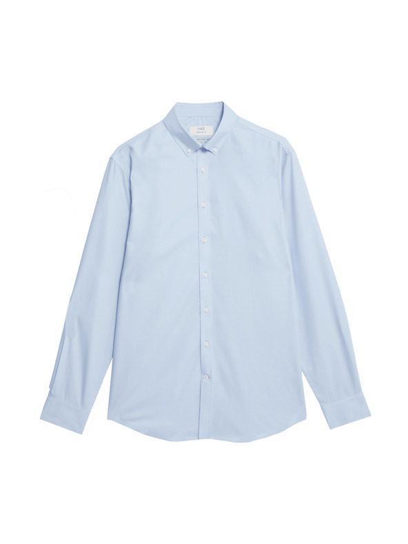 Marks & Spencer Košulja od čistog pamuka klasičnog kroja s nepotrebnim glačanjem Marks & Spencer plava