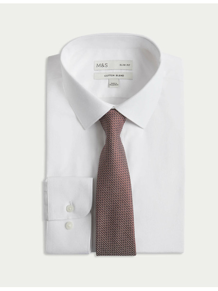 Marks & Spencer Slim košulja i kravata, lako glačanje Marks & Spencer bijela