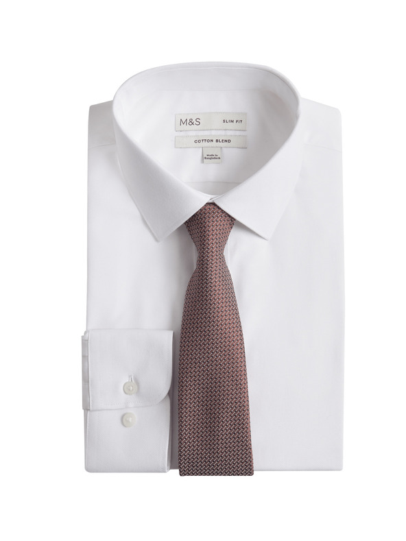 Marks & Spencer Slim košulja i kravata, lako glačanje Marks & Spencer bijela