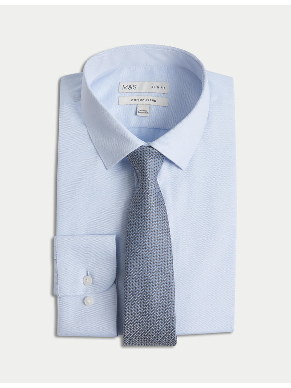 Marks & Spencer Slim košulja i kravata, lako glačanje Marks & Spencer plava