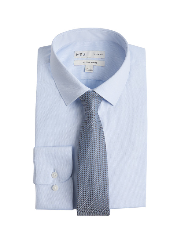 Marks & Spencer Slim košulja i kravata, lako glačanje Marks & Spencer plava