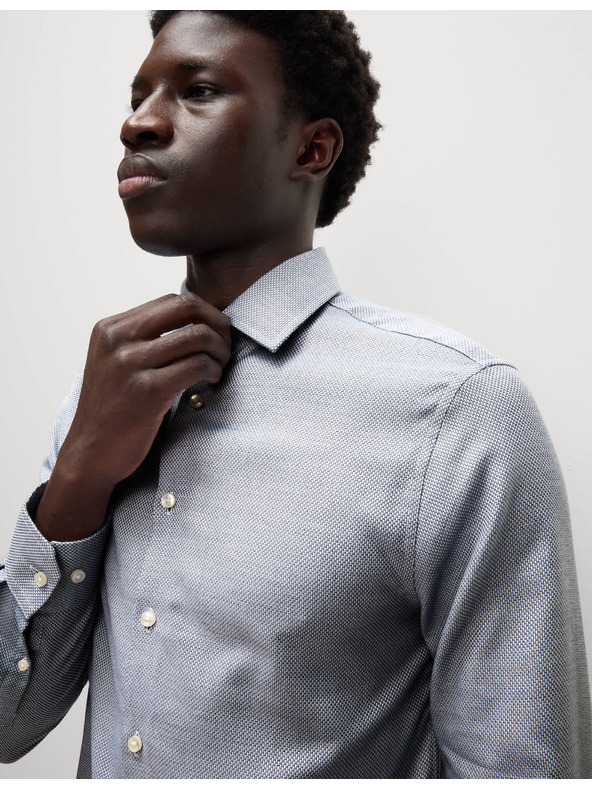 Marks & Spencer Luksuzna slim košulja od čistog pamuka s teksturom Marks & Spencer plava