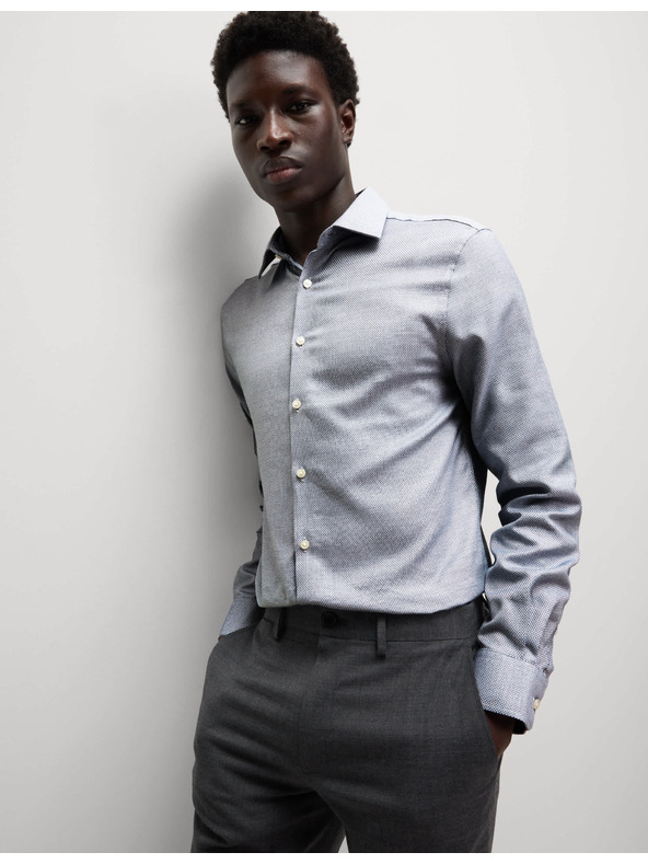 Marks & Spencer Luksuzna slim košulja od čistog pamuka s teksturom Marks & Spencer plava